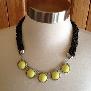 TALBOTS - Seed Bead Rope & Cabochon Necklace - EUC